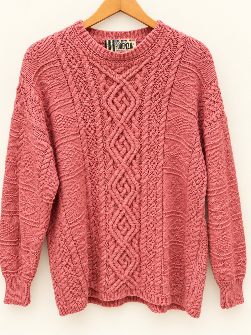 Forenza Rose Pink Cable Crewneck Sweater